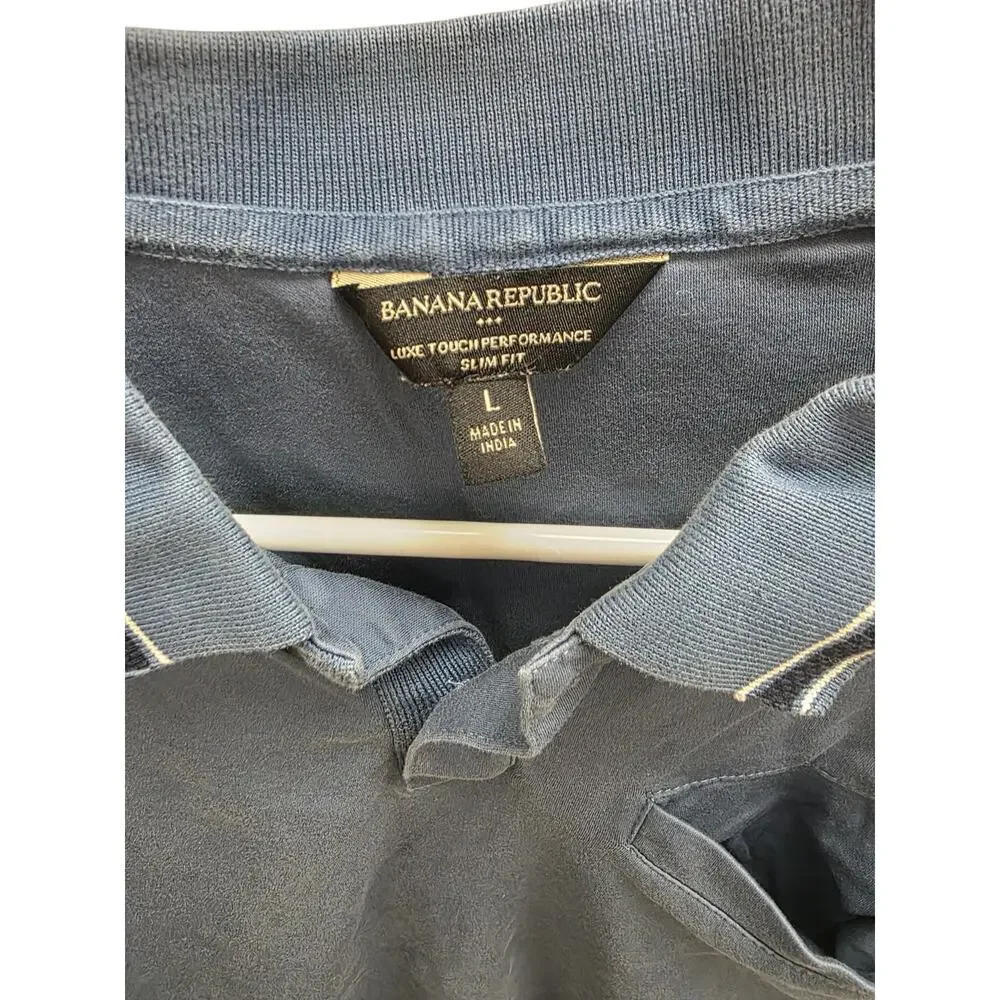 Banana Republic Luxe Touch Performance Polo, Blue, Size L